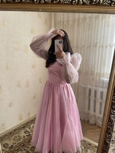 велюровые платья для полных: Вечернее платье, Пышное, Длинная модель, M — 1