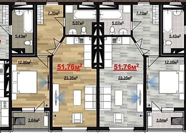 расрочка квартира: 1 комната, 51 м², 4 этаж — 2