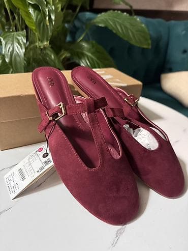 Айымдардын бут кийими: Женские мюли Zara насыщенного бордового цвета. 
Размер :38 
Цена :2500 — 2