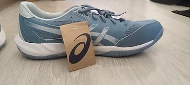 резиновая обувь: Кроссовки ASICS (бирка на фото), цвет голубой с белыми элементами. - — 2