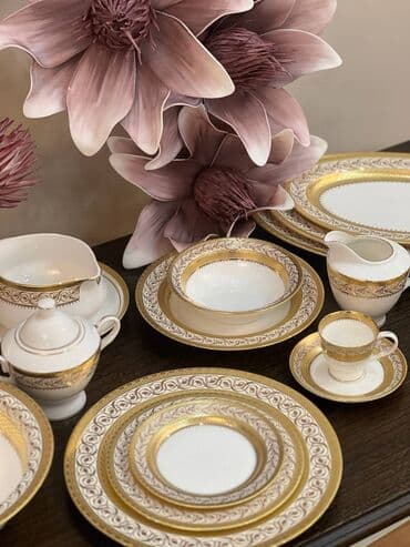 богема посуда фото: Япония Yamasen столовый сервиз, на 12 персон .покрытый 24 карат — 1