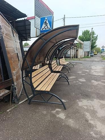 скамейка с козырьком: Скамейка Металл, Со спинкой, С крышей — 5