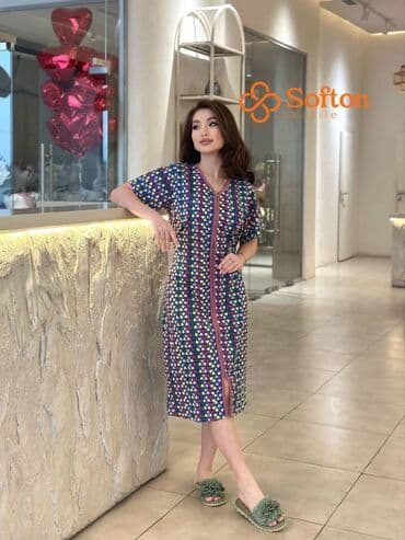 домашние халаты больших размеров: Халат, Хлопок, Узбекистанская, XS, 2XS, L — 7