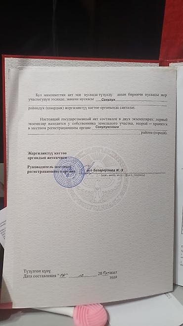 продаю участок кызыл туу: 4 соток, Для строительства, Красная книга — 6