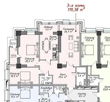 Квартиры: 2 комнаты, 68 м², Элитка, 5 этаж, Евроремонт — 10