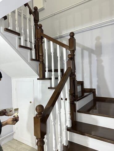 Готовые перила: Деревянная лестница Для дома, Бесплатная доставка, Вид дерева: Лиственница, Стиль: Лофт — 7