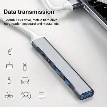 usb adapter: USB-C хаб-адаптер 5-в-1 Компактный разветвитель для ноутбуков — 4
