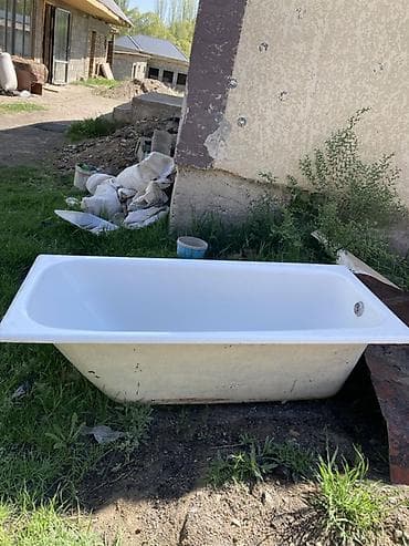 зимний душ: Ванна прямоугольная, белая, стальная/чугунная с эмалированным — 2