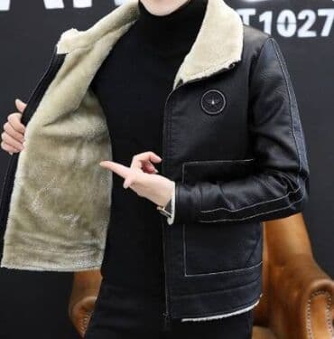 фудболка шорта: Кожаная куртка Мужская шуба на осень и зиму из утолщенного бархата — 2
