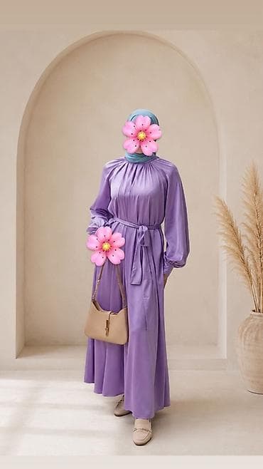 Айымдардын кийими: Платье макси в стиле modestwear - Цвет: сиреневый (лавандовый). - — 1