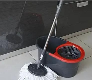 Тазалоо үчүн инвентарь: Швабра с ведром и центрифугой (spin-mop) - Комплект: ведро с — 4