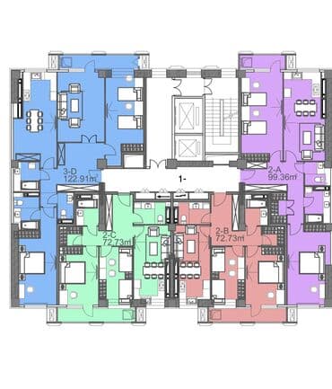 Үй куруучулардан жаңы конуштар: 2 бөлмө, 73 м², Элитка, 9 кабат, ПСО (өзү оңдоп түзөтүп бүтүү үчүн) — 4
