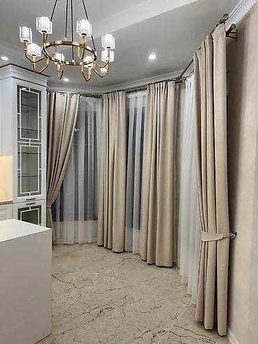 bed sheet: Двухслойные шторы для дома: плотные портьеры + легкий тюль - — 1