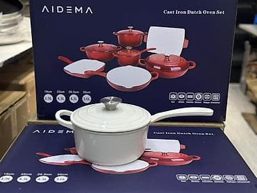 новые посуды: Чугунный набор посуды AIDEMA 7 в 1 (эмалированный, белый) Состав — 5