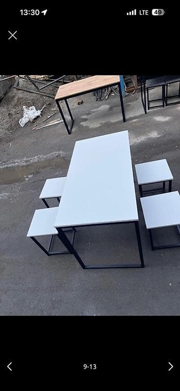 Кухонный стол и стул, цвет - Белый