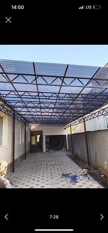 спальник на крышу: Навес, Арочный, Металл, Поликарбонат, Установка — 4