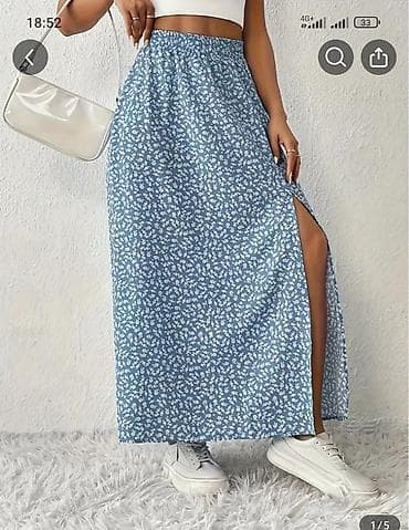 клеш джинсы: Юбка, Модель юбки: Трапеция, Миди, Высокая талия — 2