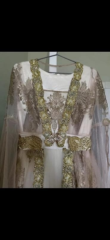 Вечернее платье, Длинная модель, Фатин, С рукавами, Шлейф, S, M — 3