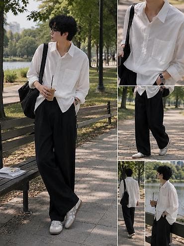 Личные вещи: 2 TUCK COTTON BALLOON BANDING PANTS Минималистичные брюки с двумя — 4