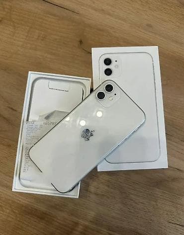 IPhone 11, Б/у, 128 ГБ, Белый, Зарядное устройство, Чехол, Кабель, 78 %