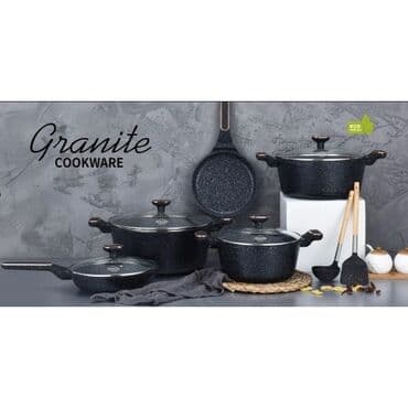 uakeen сковорода: Uakeen Germany 12шт Гранитный антипригарный индукционный набор посуды — 1