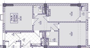 продаю квартиру район азия моол: 2 комнаты, 73 м², Элитка, 9 этаж, ПСО (под самоотделку) — 2