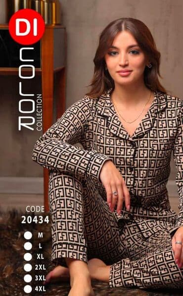 белая ночная сорочка: Пижама, Хлопок, Узбекистанская, XS, S, L — 2