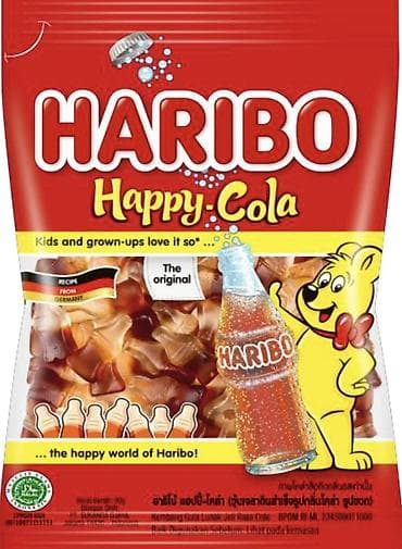 газировка: HARIBO Happy-Cola 80 гр. ОПТОМ, ХАЛАЛ— жевательные конфеты в форме — 1