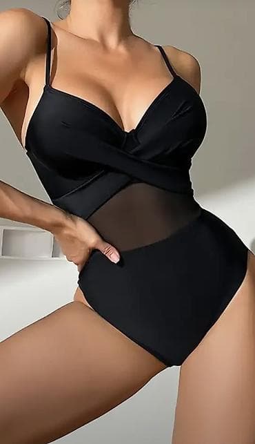 slim patch: Слитный купальник, Мягкая чашка, цвет - Черный, M, L, XL — 5