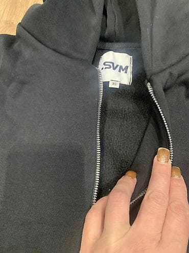 tech fleece: Черный комплект из толстовки и брюк SVM - Модель: худи на молнии до — 6