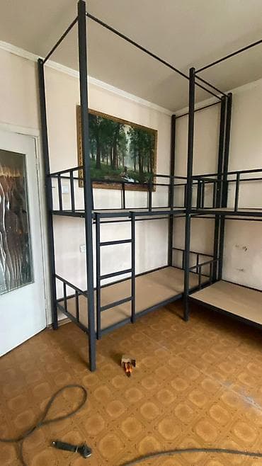 Металлические двухъярусные кровати для общежитий/хостелов - Каркас at lalafo.kg Металлические двухъярусные кровати для общежитий/хостелов - Каркас