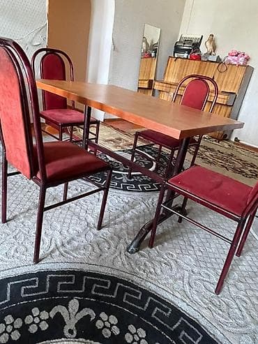 Офисная мебель: Кухонный стол и стул, Б/у, Самовывоз, цвет - Коричневый — 5