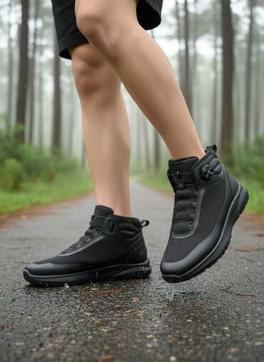 купить рабочие сапоги с утеплителем: Мужские утеплённые кроссовки/ботинки средние (mid) черного цвета — 1