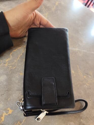 Мужской клатч-кошелёк, черный - Материал: гладкая искусственная кожа