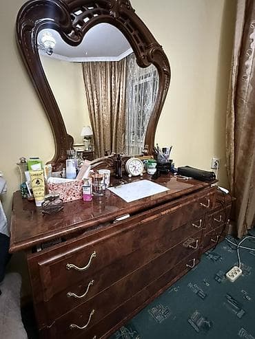 Спальные гарнитуры: Спальный гарнитур, Б/у, Двуспальная кровать, Шкаф, Комод, Дерево, Самовывоз, цвет - Коричневый — 3