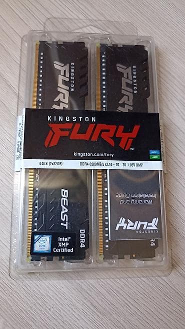 Настольные ПК и комплектующие: Оперативная память (RAM) для ПК, Новый, Kingston Fury, 64 ГБ, DDR4, 3200 МГц — 1
