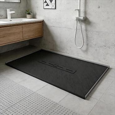 торшер черный абажур: Душевой поддон из литого камня/композита с интегрированным линейным — 1