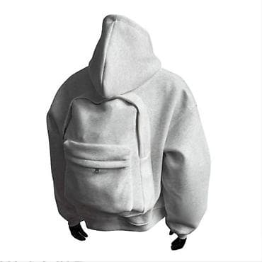 оверсайс: Худи с интегрированным рюкзаком - Цвет: светло‑серый меланж,так же — 3