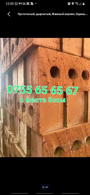 Пустотелый, дырчатый, Жженый кирпич, Полублок, 250×120×90