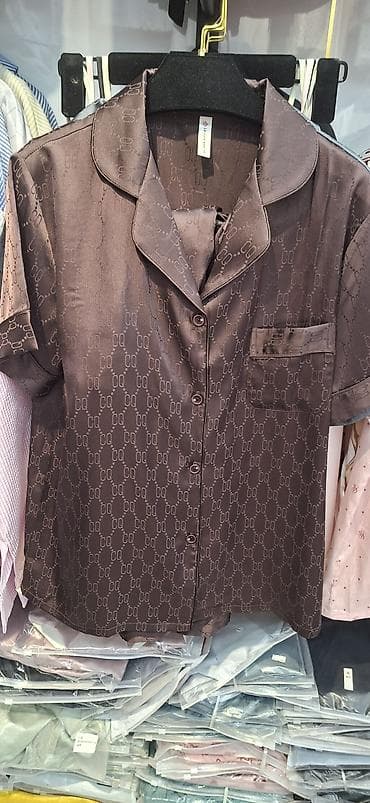 armani code: Женские пижамные рубашки из атласной ткани - Материал: гладкий сатин — 1