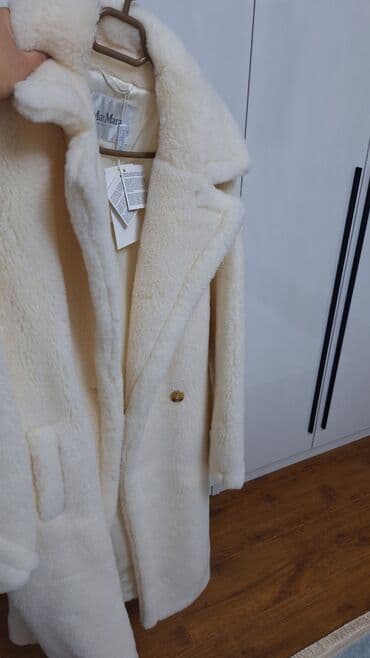 tech fleese: MAX MARA — белая шерстяная шуба-тедди - Материал: плотная мягкая — 2