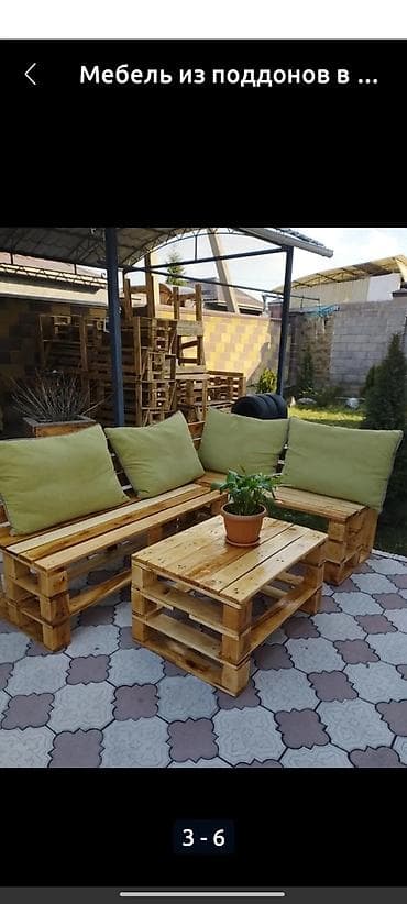 мебель из паддона: Комплект садовой мебели, Дерево — 6
