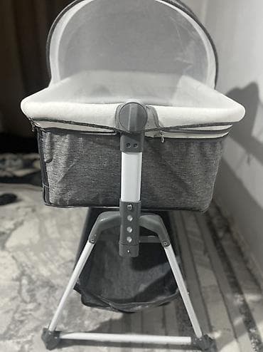 aol kg: Детская приставная кроватка, С колесиками, цвет - Серый — 2