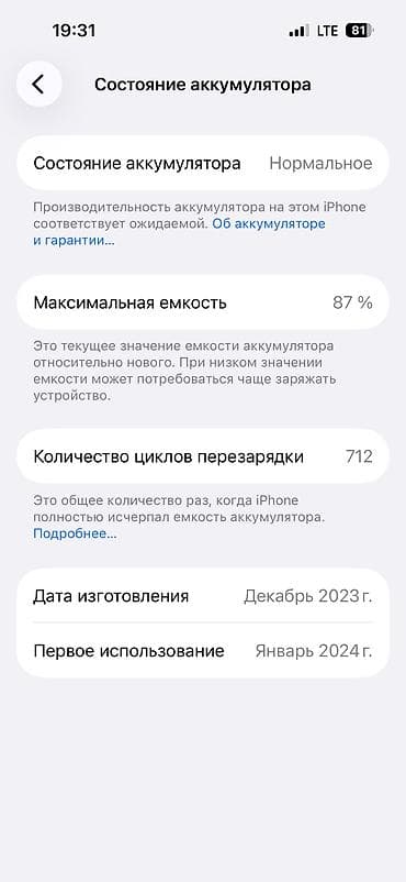 apple 13: IPhone 15 Pro, 256 ГБ, 87 % — 4