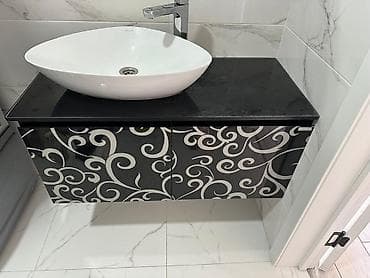 stol: Тумба для ванны, С раковиной, Другой материал, цвет - Черный — 1