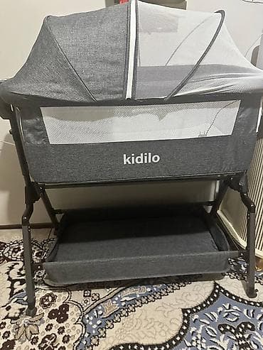 Двухъярусные детские кровати: Детская приставная кроватка, Без колесиков, цвет - Серый — 1