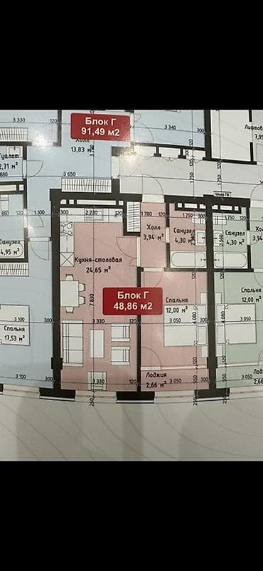 3 room: 1 комната, 48 м², Элитка, 4 этаж, Готовая ПСО (под самоотделку) — 2