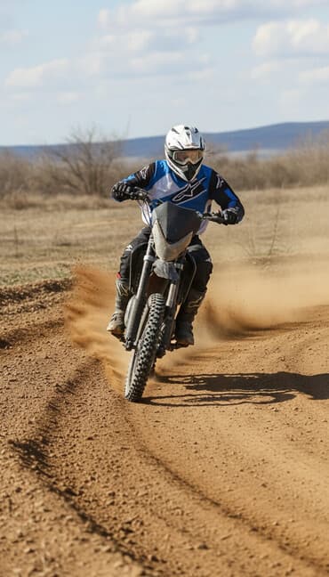 Эндуро/кросс мотоцикл с колёсами «ёлочка» для бездорожья