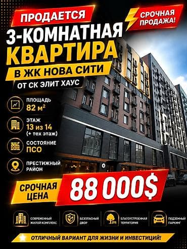 3 комнаты, 81 м², Технопарк Элитка, 13 этаж, ПСО (под самоотделку) — 1