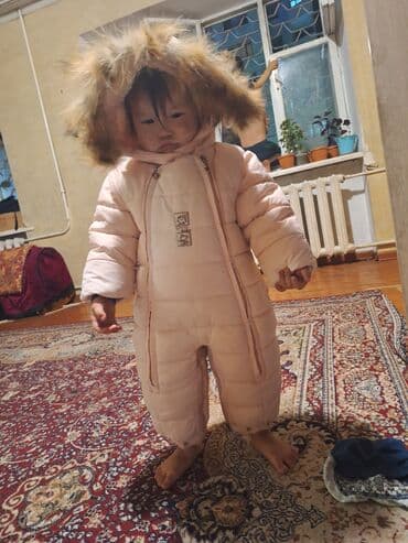 вязанный комбинезон: Детский зимний комбинезон с капюшоном и опушкой - Тёплый — 3